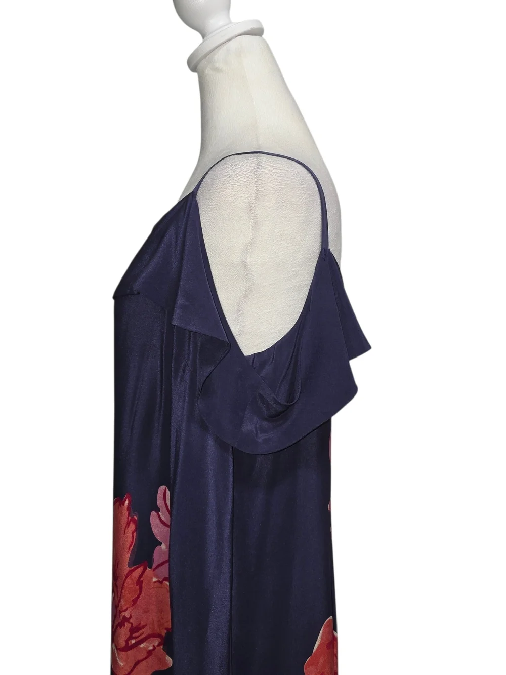 Moulinette Soeurs 100% Silk XL Floral Cold Shoulder Handkerchief Hem Midi Dress - Picture 5 of 14